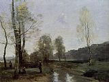 Jean-baptiste-camille Corot Canvas Paintings - Canal in Picardi